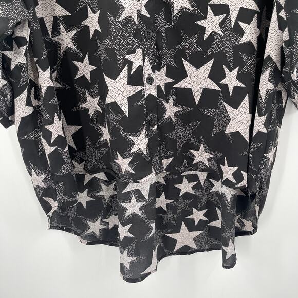 TORRID Blouse Size 0X Stars Plus Curvy Chiffon Button Down Kimono Open/Closed - Picture 8 of 14